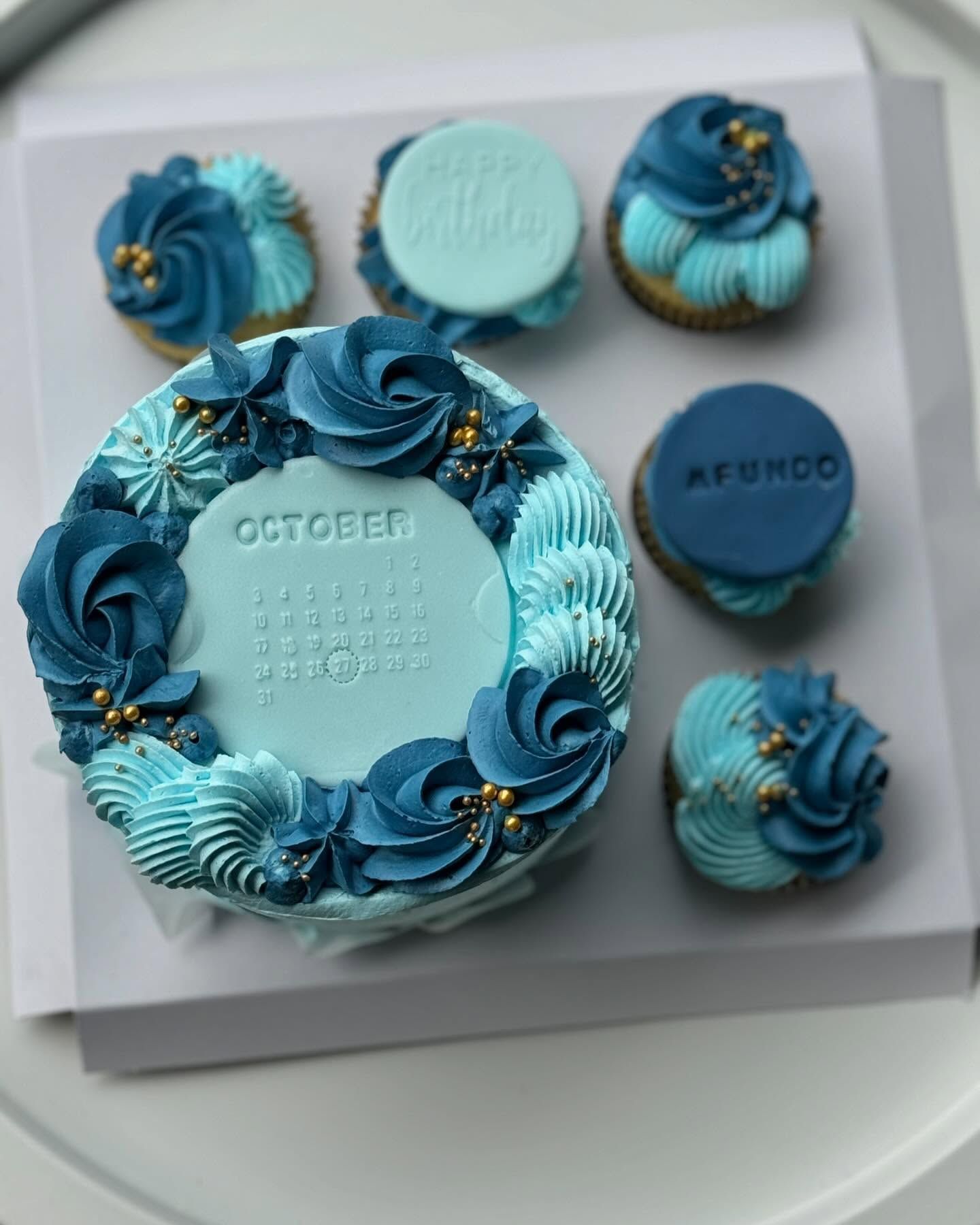 Teal Rosette Cupcakes by b·treats