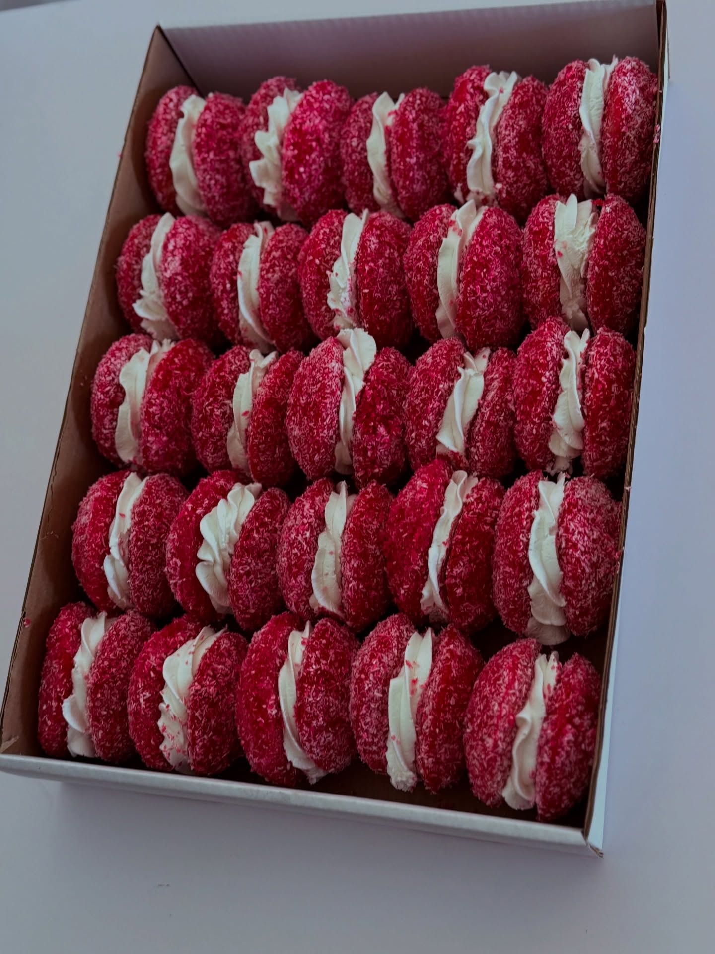 Tray of red velvet whoopie pies