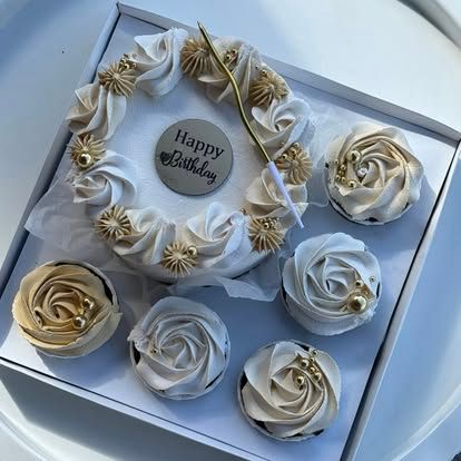 Blue Rosette Cupcakes by b·treats